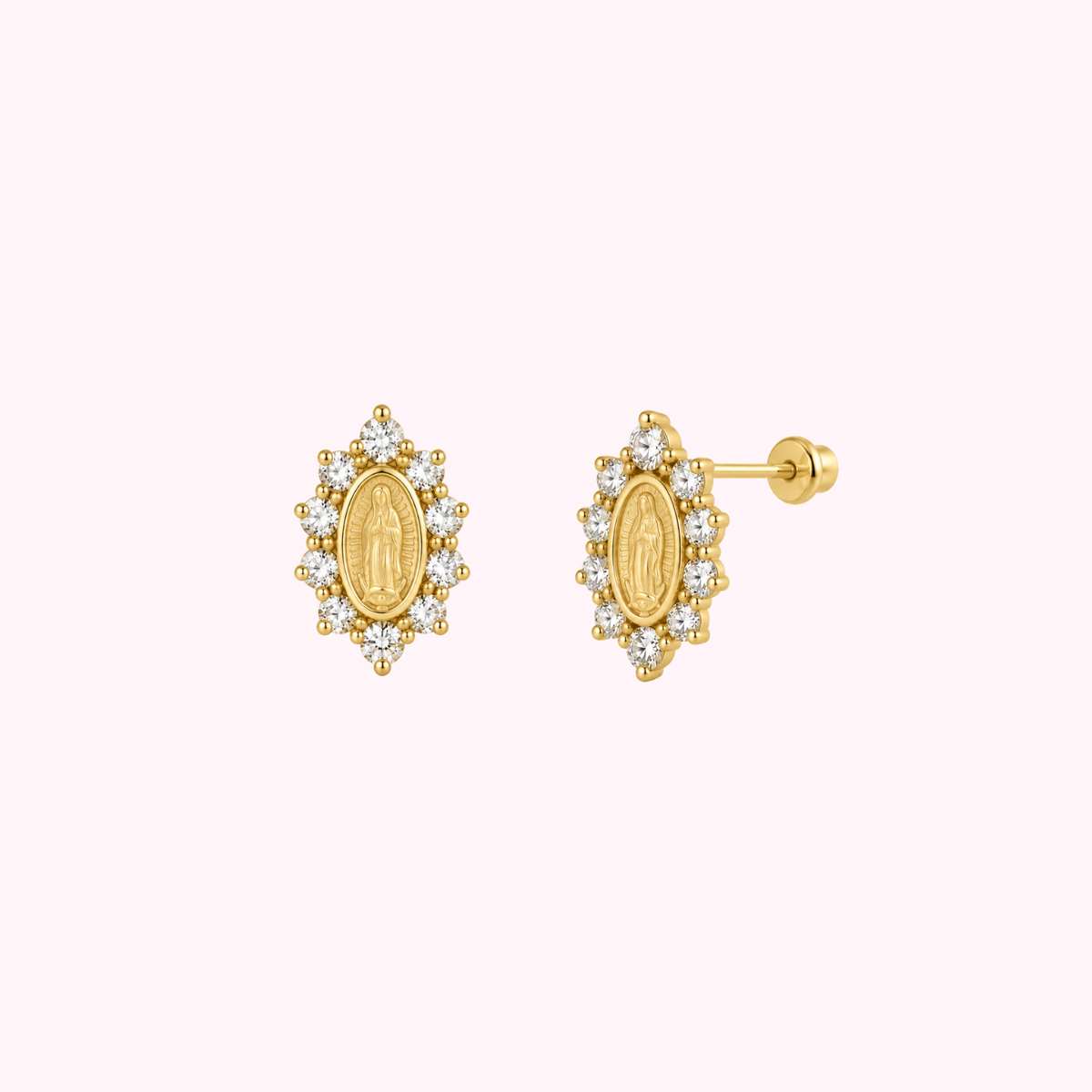 14K Solid Gold Virgin Stud Earrings