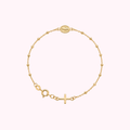 14K Solid Gold Rosary Bracelet 6.5”