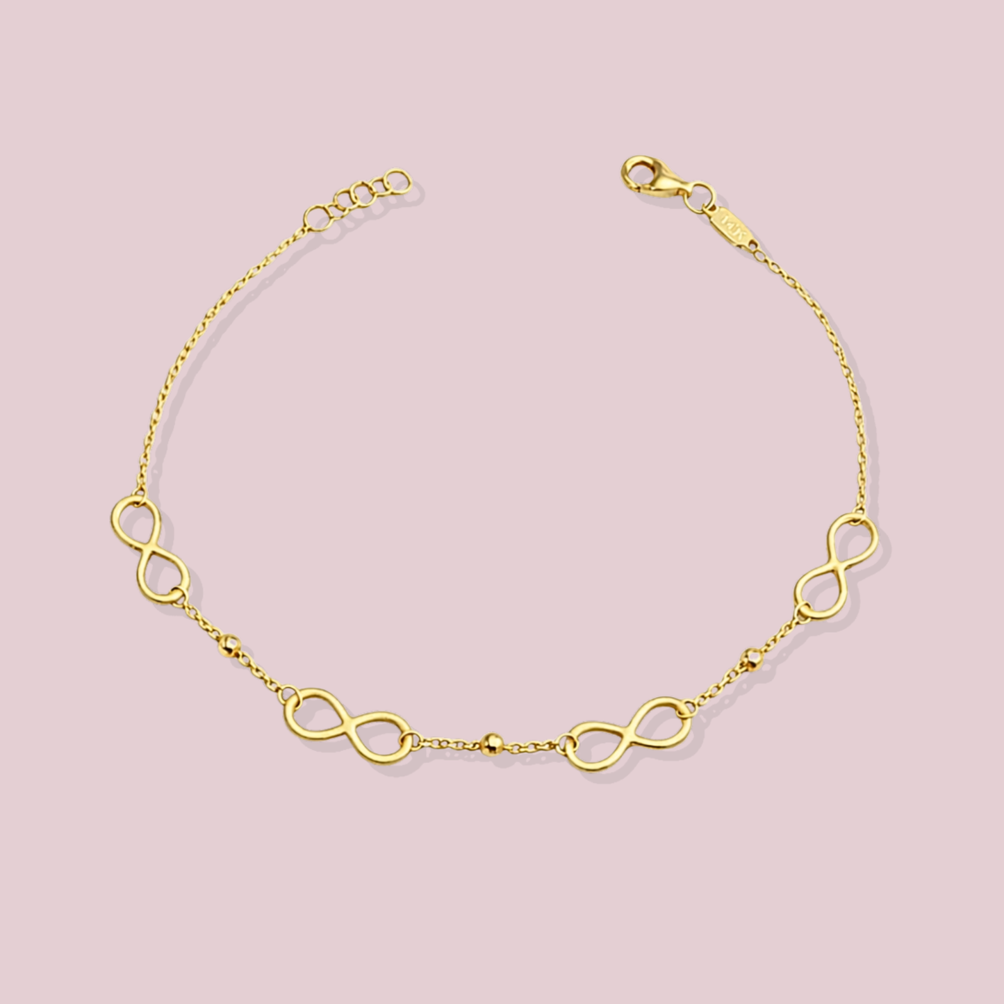14K Solid Gold Infinity Bracelet.
