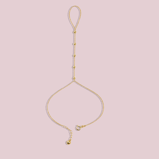 10K Solid Gold Hand Chain Ball Diamond Cut.