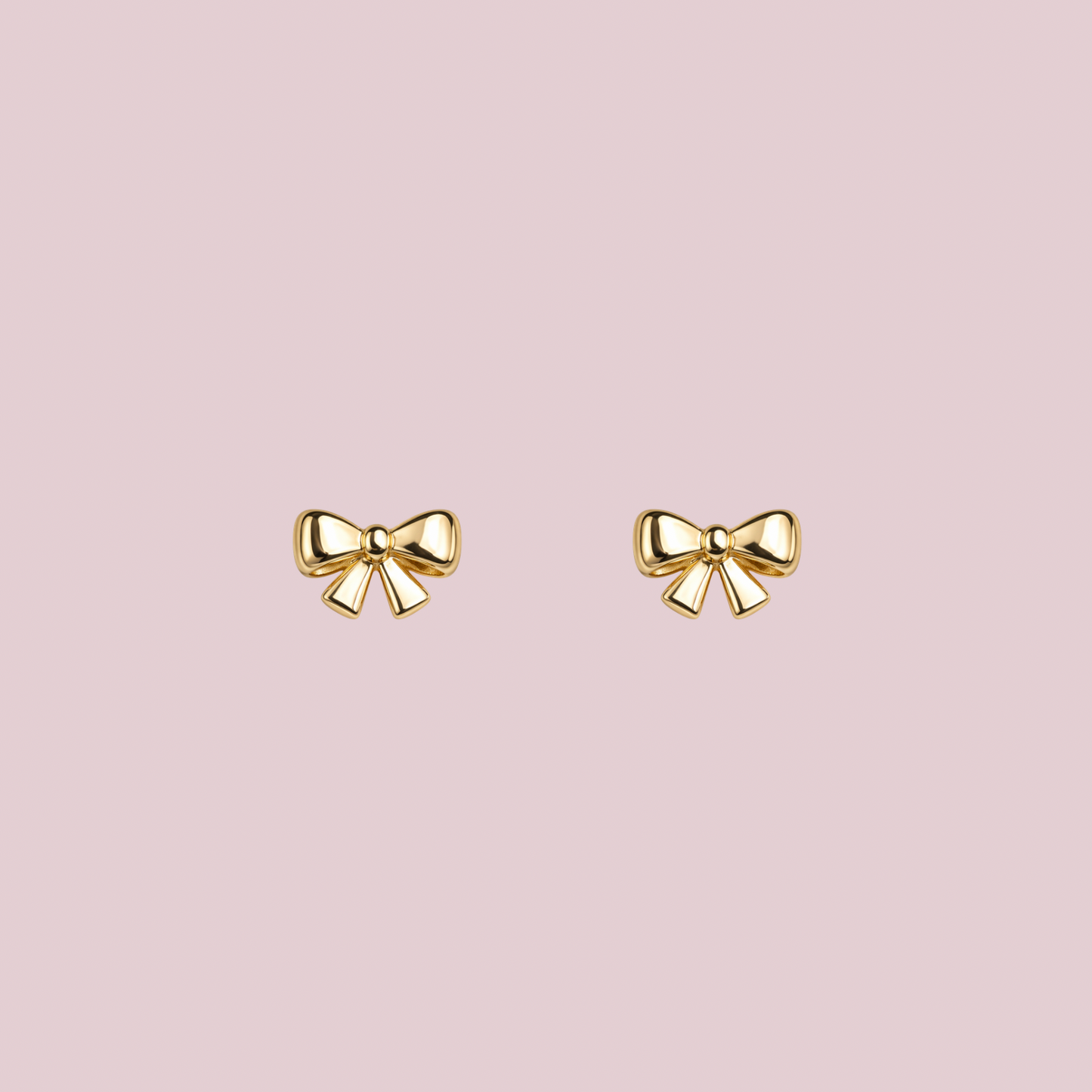 14K Solid Gold Mini Bow Earrings