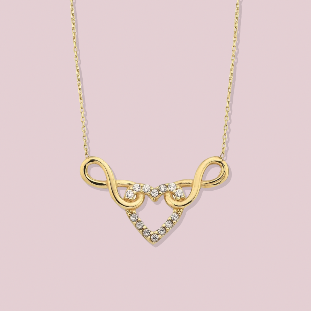 14k Solid Gold Eternity Love Necklace