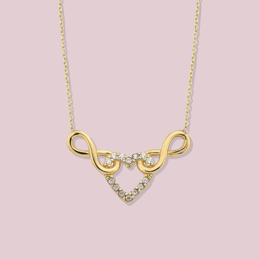 14k Solid Gold Eternity Love Necklace