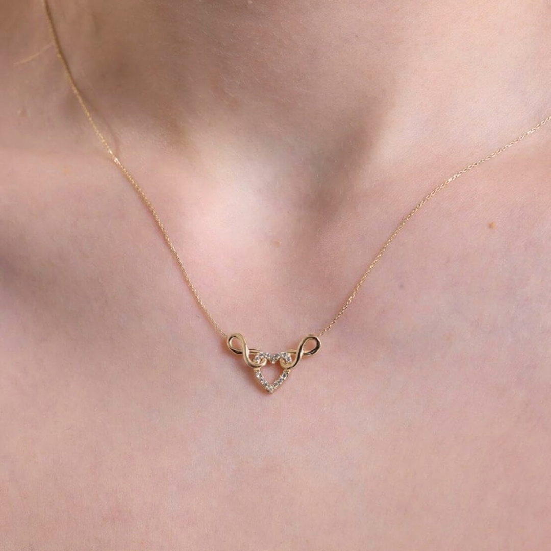 14k Solid Gold Eternity Love Necklace