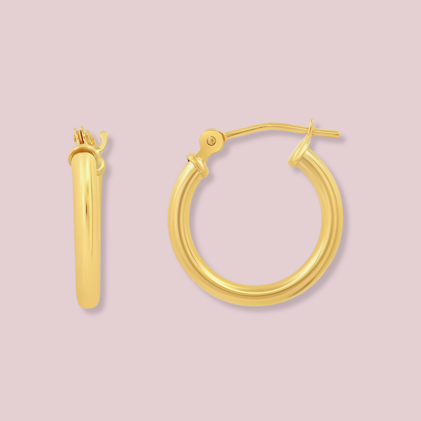 14k Solid Gold 2mm Tube Hoop Earrings