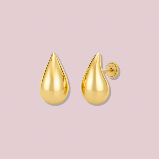 14K Solid Gold Teardrop Earrings